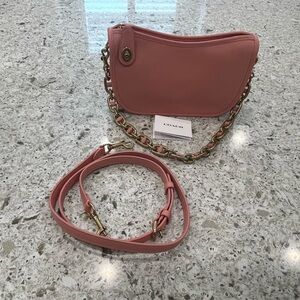 Coach Pink Shoulder Bag with Gold Accents